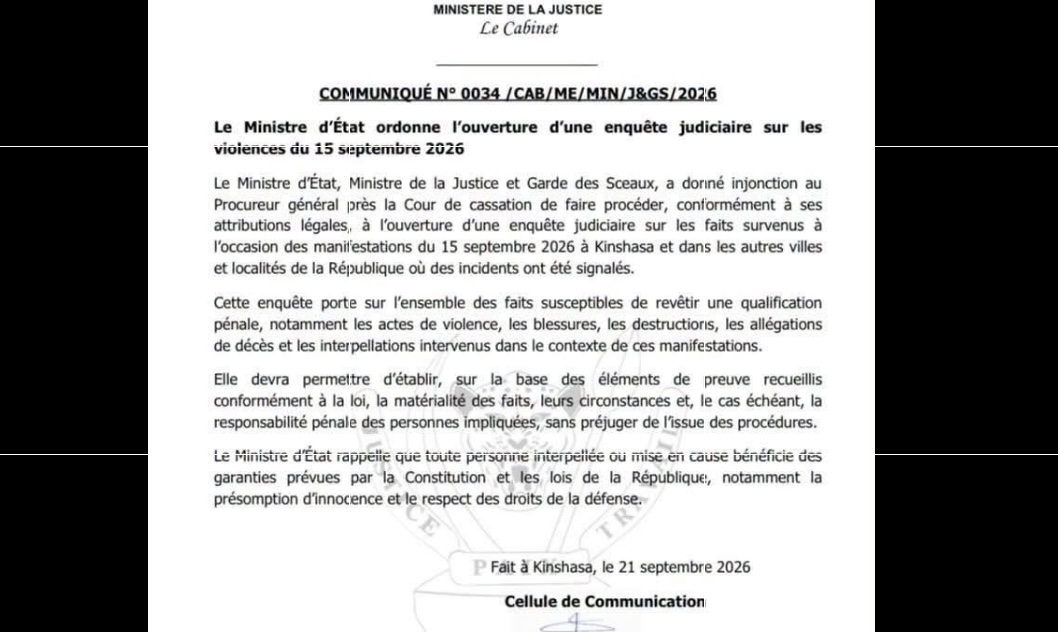 RDC : une enquête judiciaire sur les violences du 15 septembre